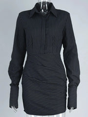 Striped Long Sleeve Shirt Dress