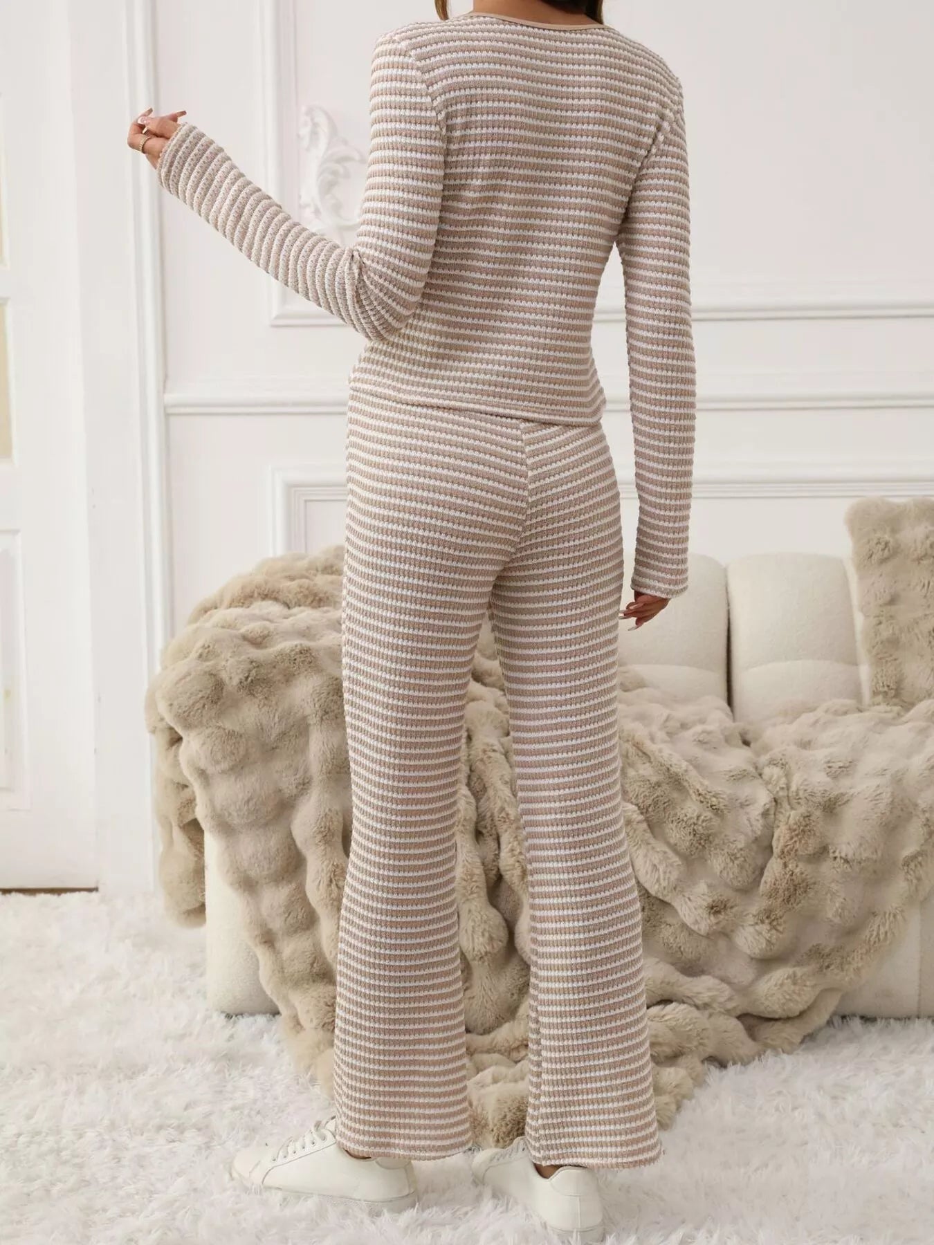 Striped Long Sleeve Top and Pants Set