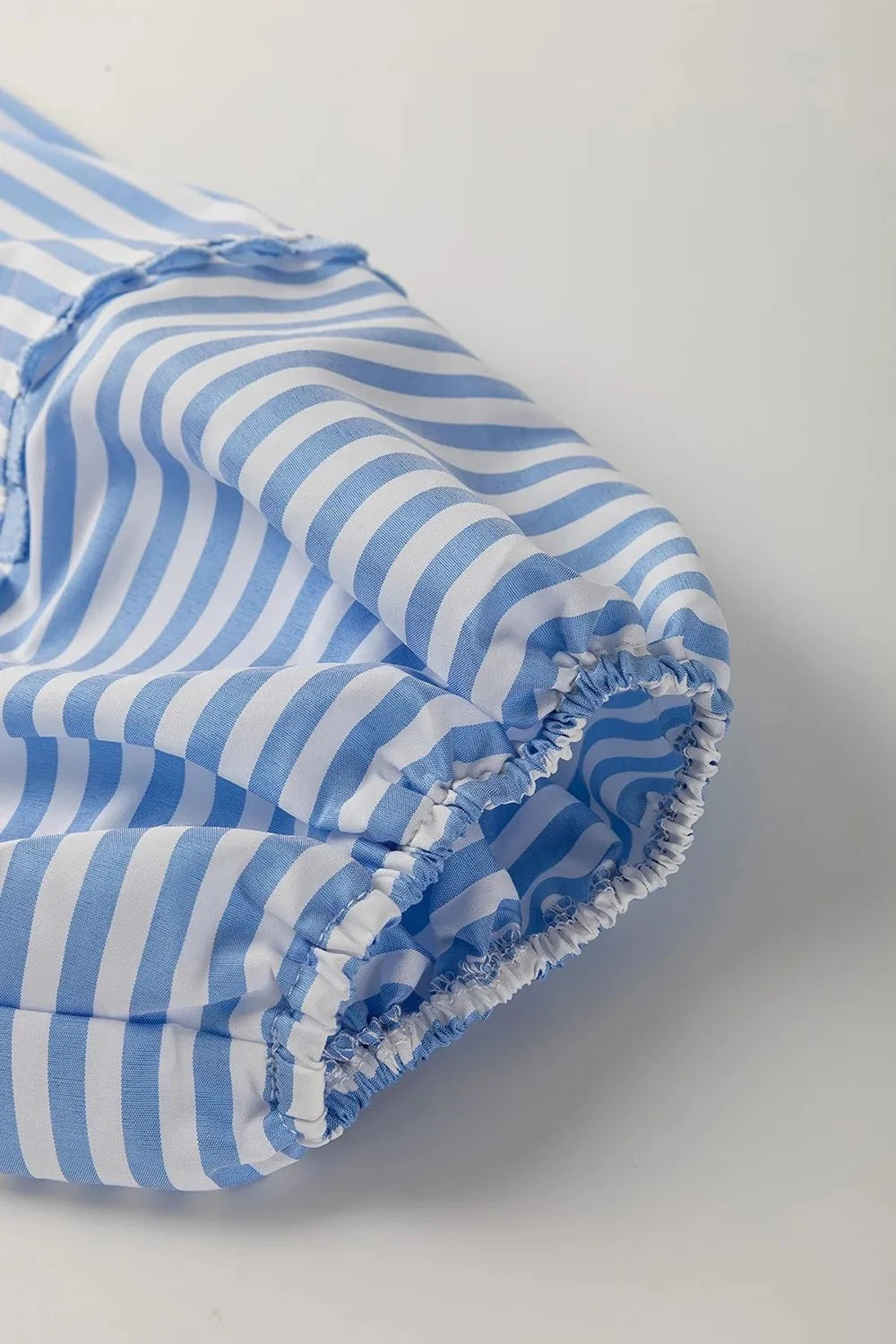 Striped Notched 3/4 Sleeve Blouse