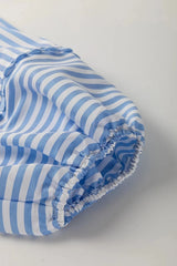 Striped Notched 3/4 Sleeve Blouse