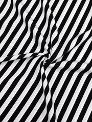 Striped Notched Long Sleeve Midi Dress