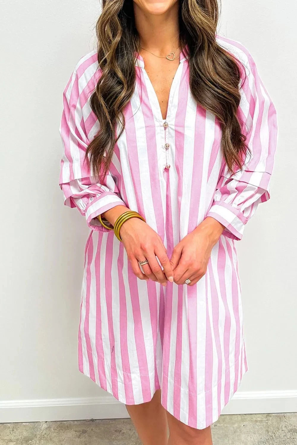 Striped Notched Mini Dress