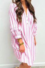 Striped Notched Mini Dress