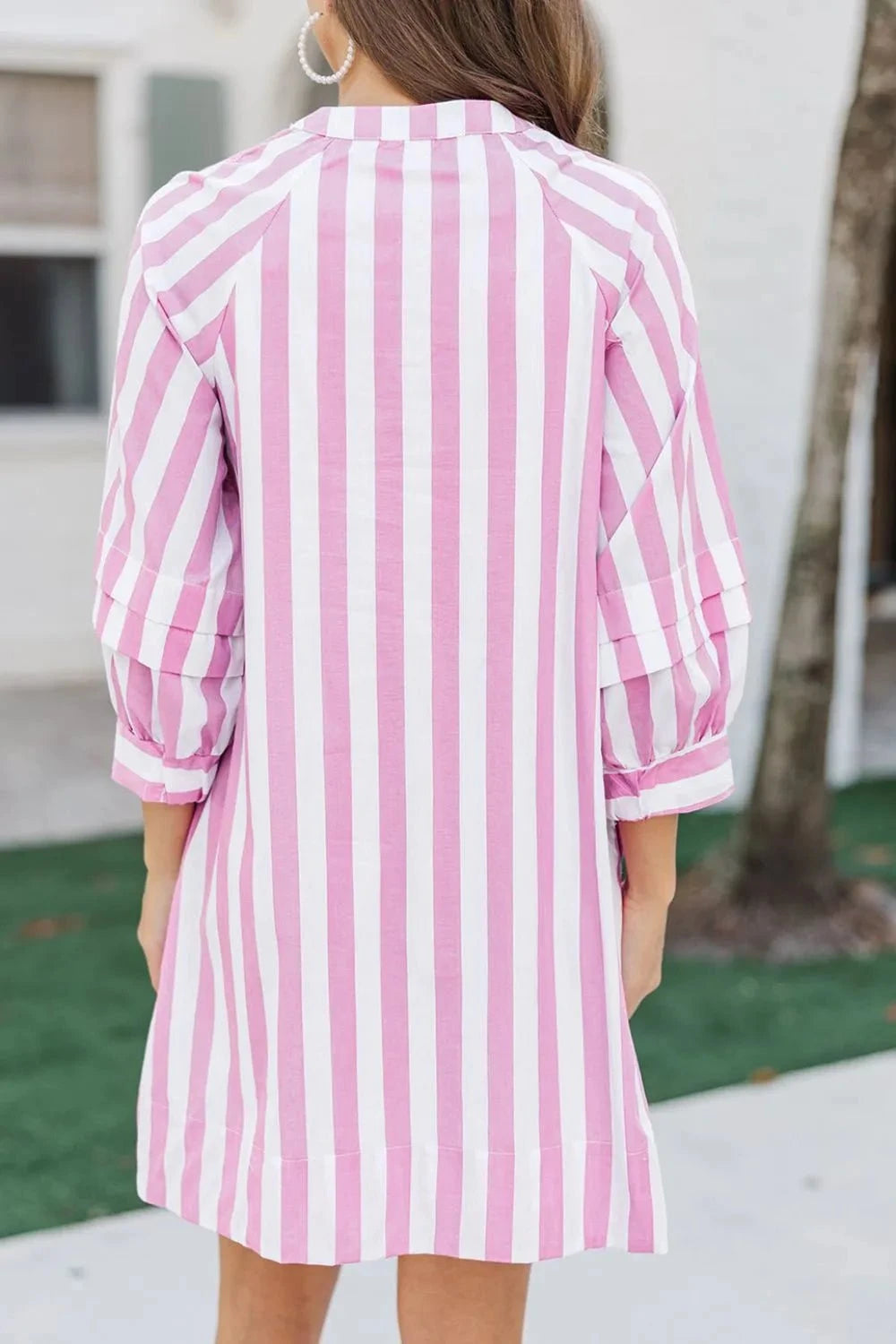 Striped Notched Mini Dress