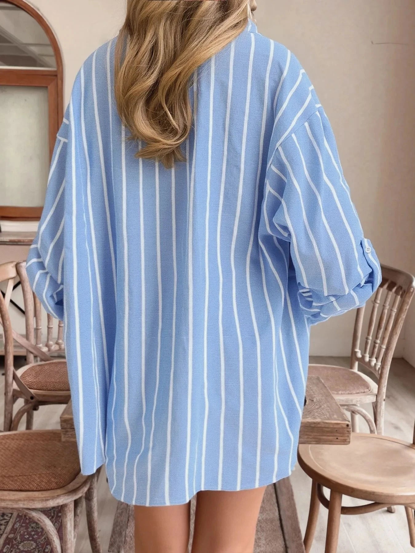 Striped Oversized Button-Down Shirt