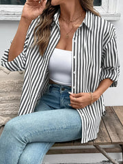 Striped Oversized Button-Up Shirt