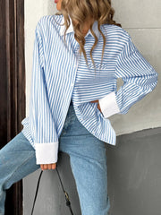 Striped Oversized Button-Up Shirt