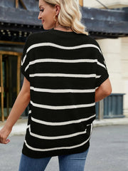 Striped Oversized Casual Sweater with Relaxed Fit