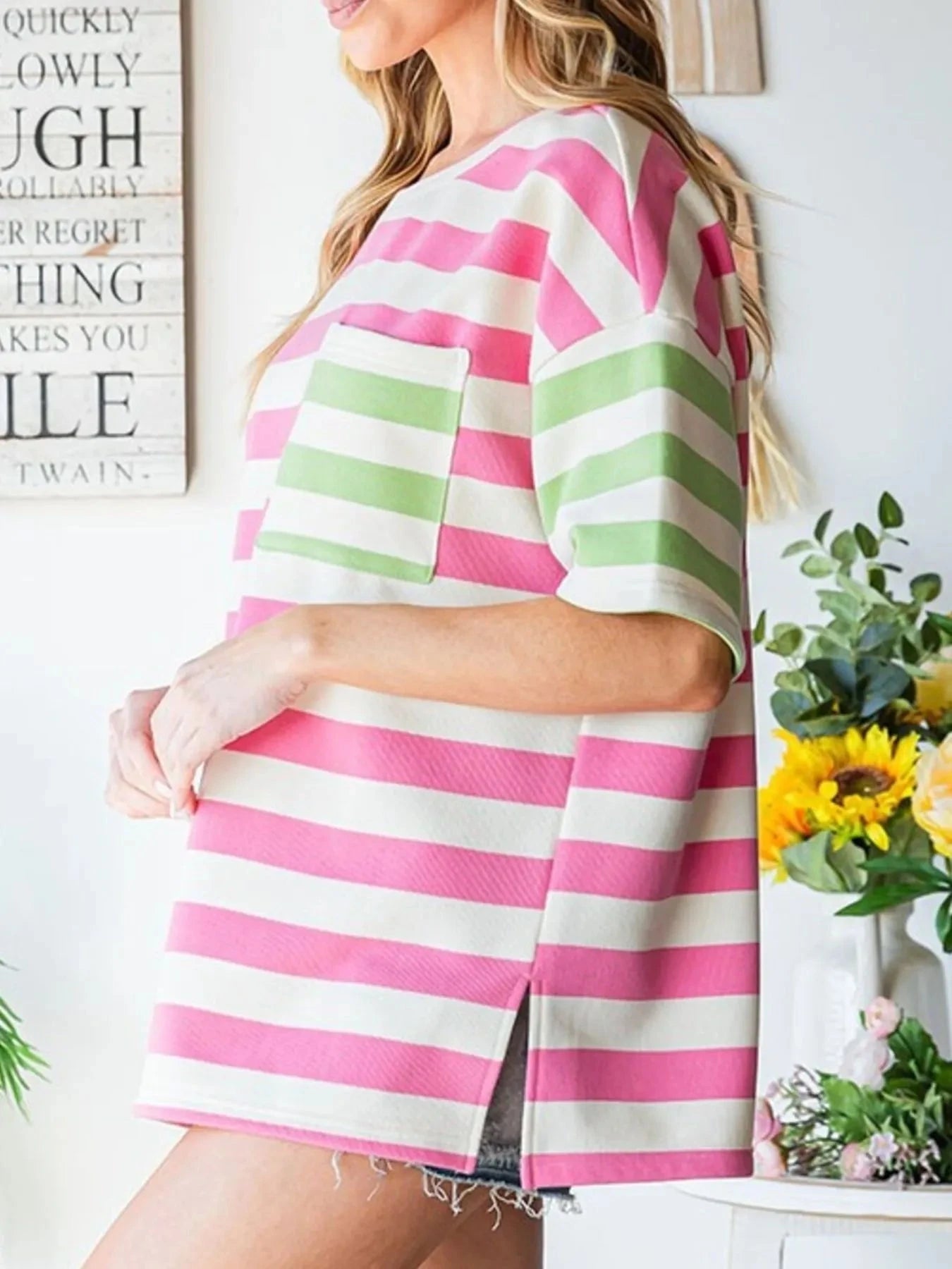 Striped Oversized Short Sleeve T-Shirt