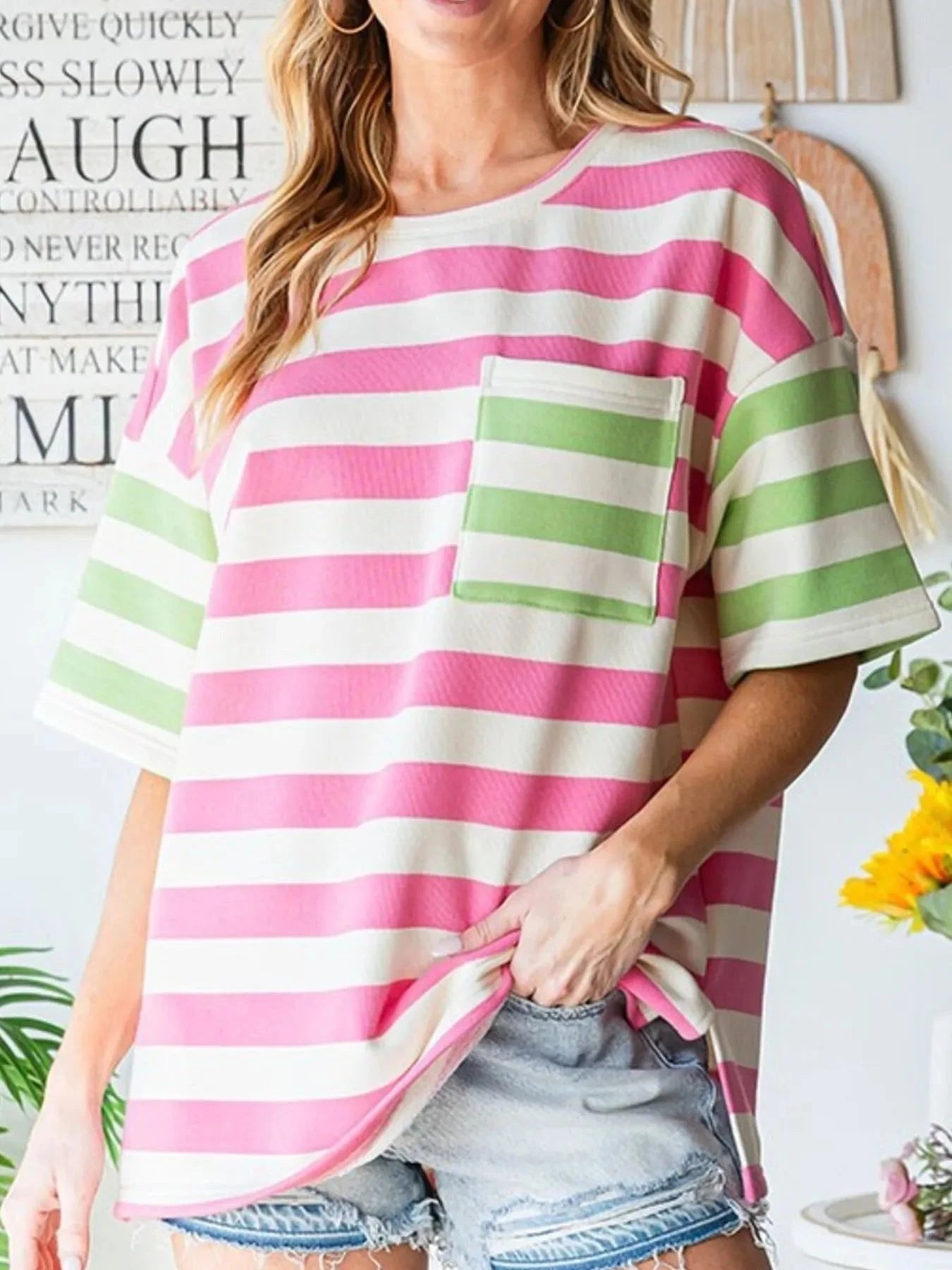 Striped Oversized Short Sleeve T-Shirt