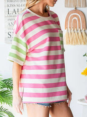 Striped Oversized Short Sleeve T-Shirt