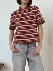 Striped Polo T-Shirt with Contrast Collar