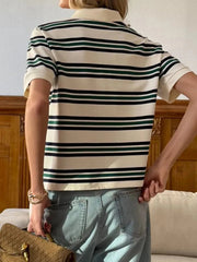 Striped Polo T-Shirt with Contrast Collar