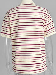 Striped Polo T-Shirt with Contrast Collar