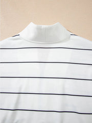 Striped Quarter Zip Sweatshirt with Relaxed Fit