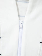 Striped Quarter Zip Sweatshirt with Relaxed Fit