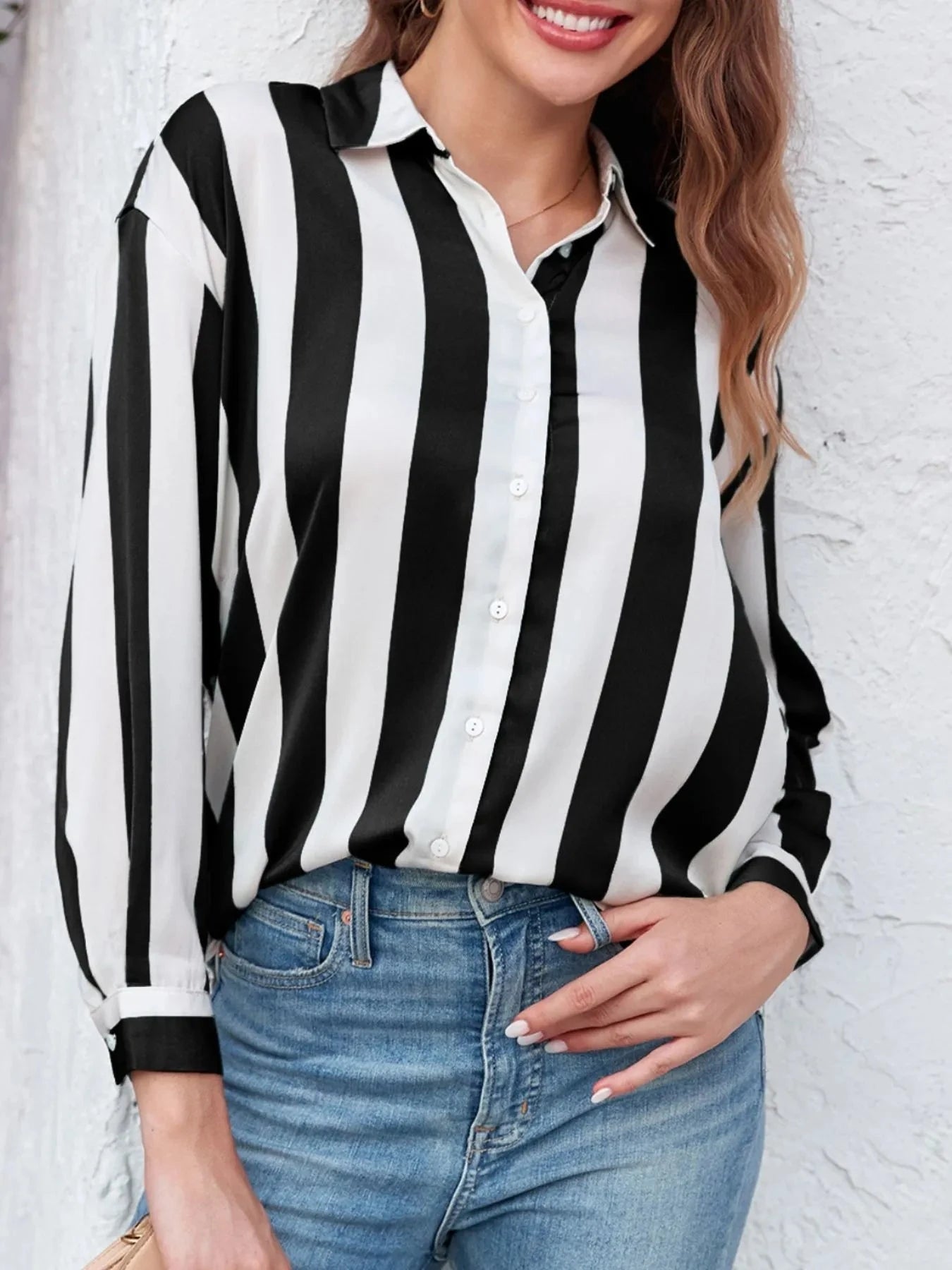 Striped Relaxed Button Up Shirt