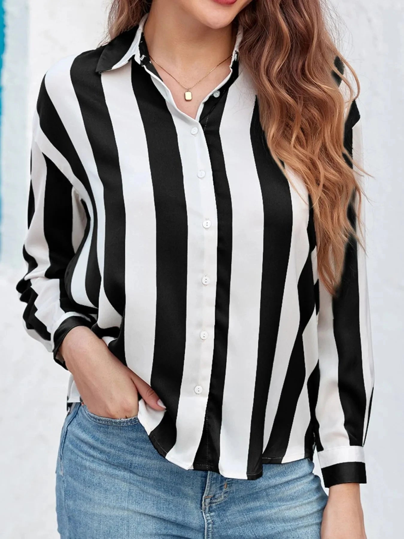 Striped Relaxed Button Up Shirt