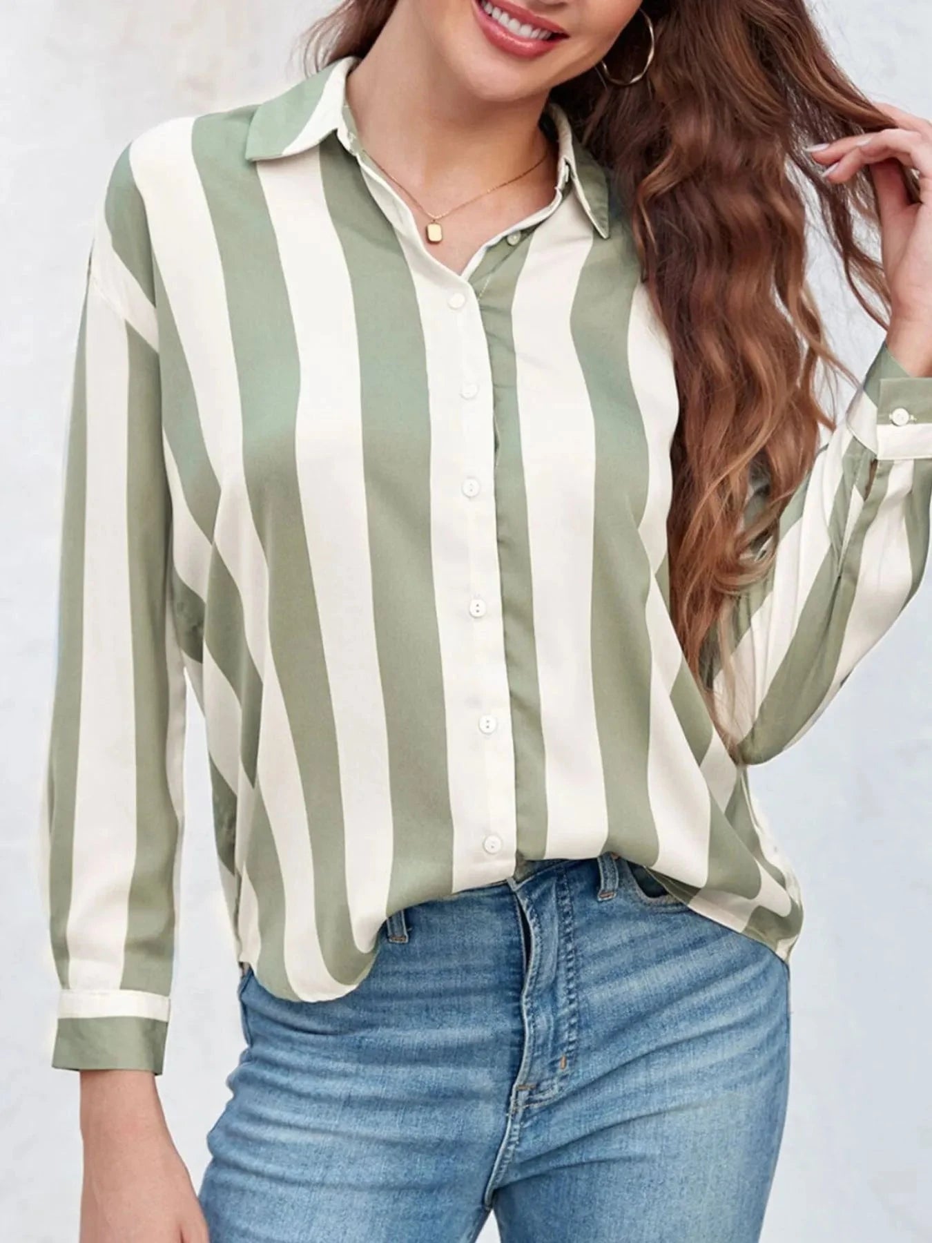 Striped Relaxed Button Up Shirt