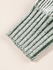 Striped Ribbed Knit Boat Neck Baggy Sweater