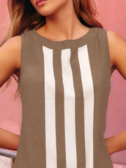Striped Round Neck Sleeveless Dress