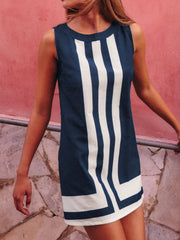 Striped Round Neck Sleeveless Dress