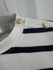 Striped Round Neck Top and Shorts Set