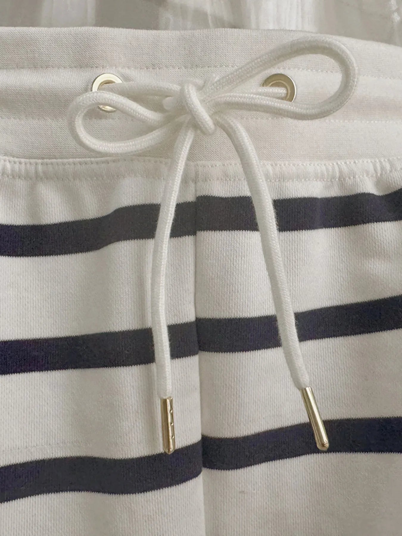 Striped Round Neck Top and Shorts Set