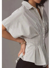 Striped Short Sleeve Button-Up Shirt