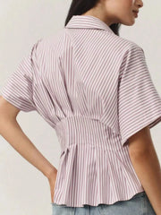 Striped Short Sleeve Button-Up Shirt
