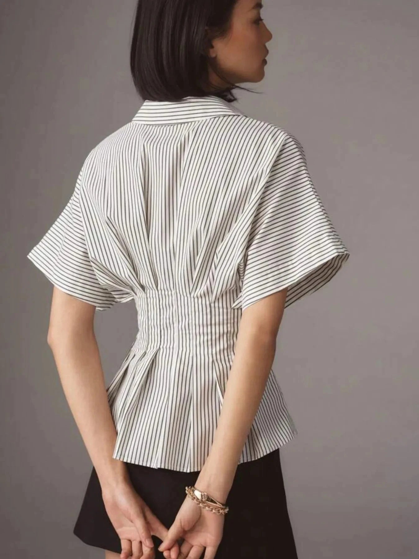Striped Short Sleeve Button-Up Shirt