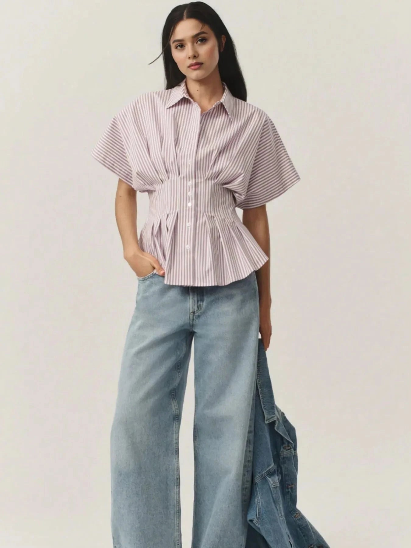 Striped Short Sleeve Button-Up Shirt