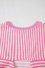 Striped Tie-Back Blouse with Cutout Detail