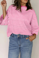 Striped Tie-Back Blouse with Cutout Detail