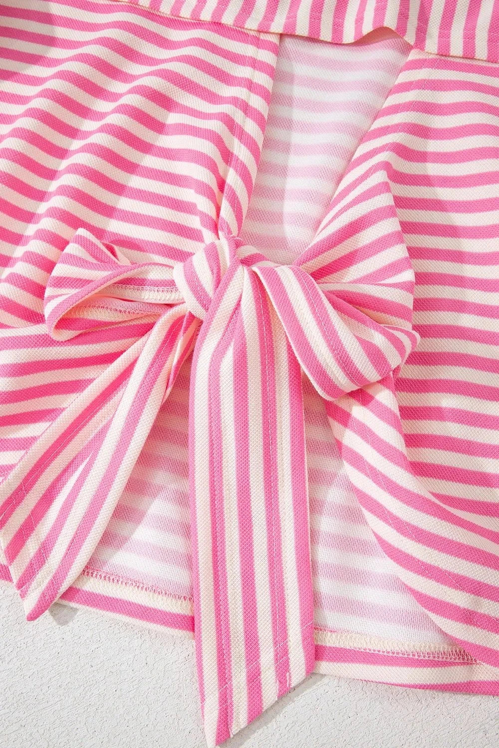 Striped Tie-Back Blouse with Cutout Detail