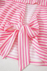 Striped Tie-Back Blouse with Cutout Detail