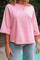 Striped Tie-Back Blouse with Cutout Detail