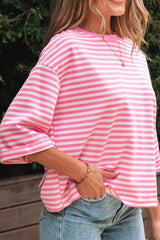 Striped Tie-Back Blouse with Cutout Detail