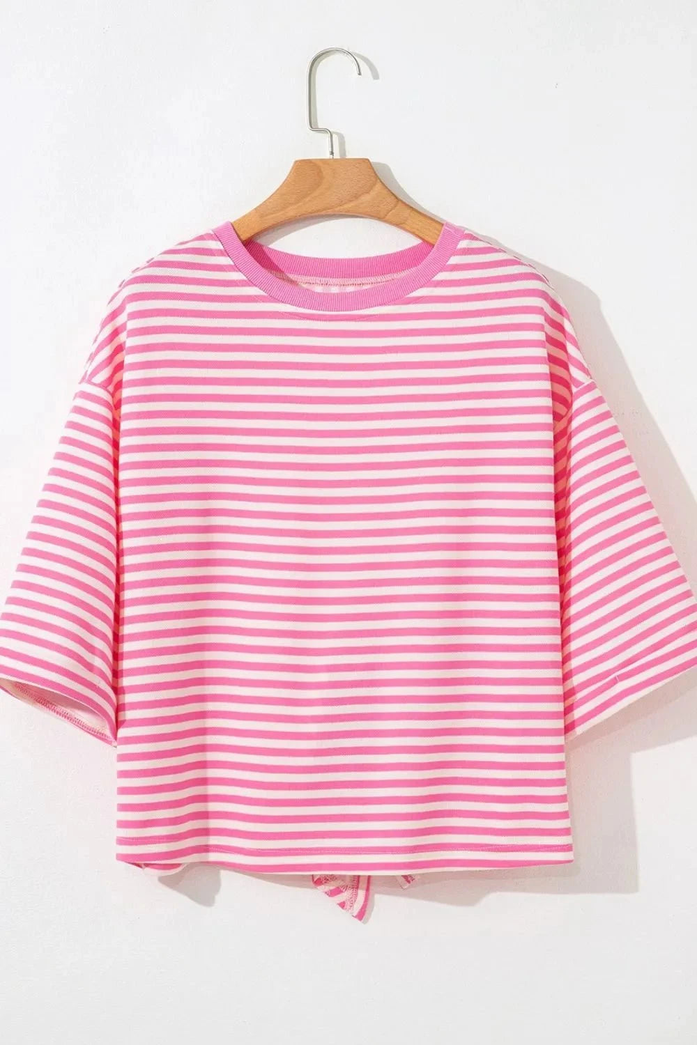 Striped Tie-Back Blouse with Cutout Detail
