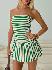 Striped Tube Mini Dress Green / S