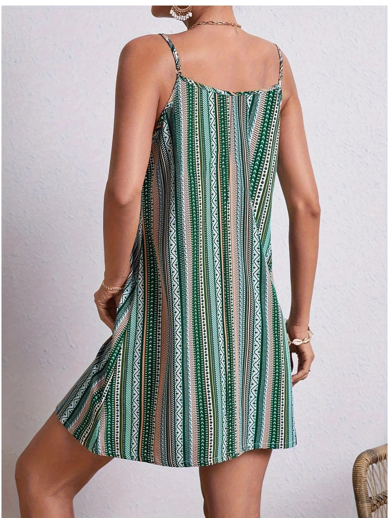 Striped V-Neck Cami Dress
