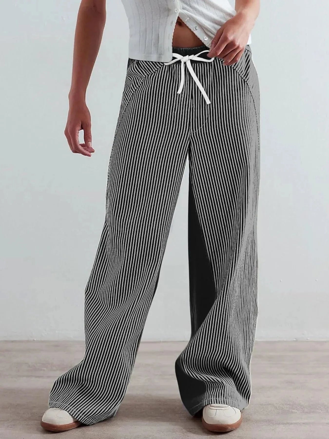 Striped Wide Leg Jeans
