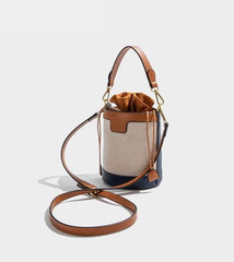 Stylish Barrel-shaped Crossbody Bag with Color Contrast