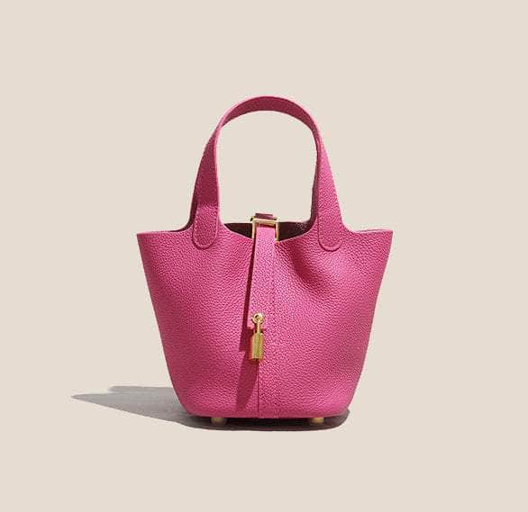 Stylish Clemence Calfskin Leather Bag Rose / Large