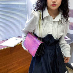 Stylish Crossbody Leather Bag with Chain Strap