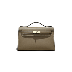 Stylish Mini Calf Leather Handbag with Hardware Taupe