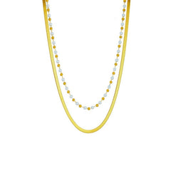 Stylish Multilayer Snake and Pearl Chains Necklace in 316L Stainless Steel N1934