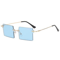 Stylish Rectangle Cut Edge Sunglasses Green/Gold / Resin
