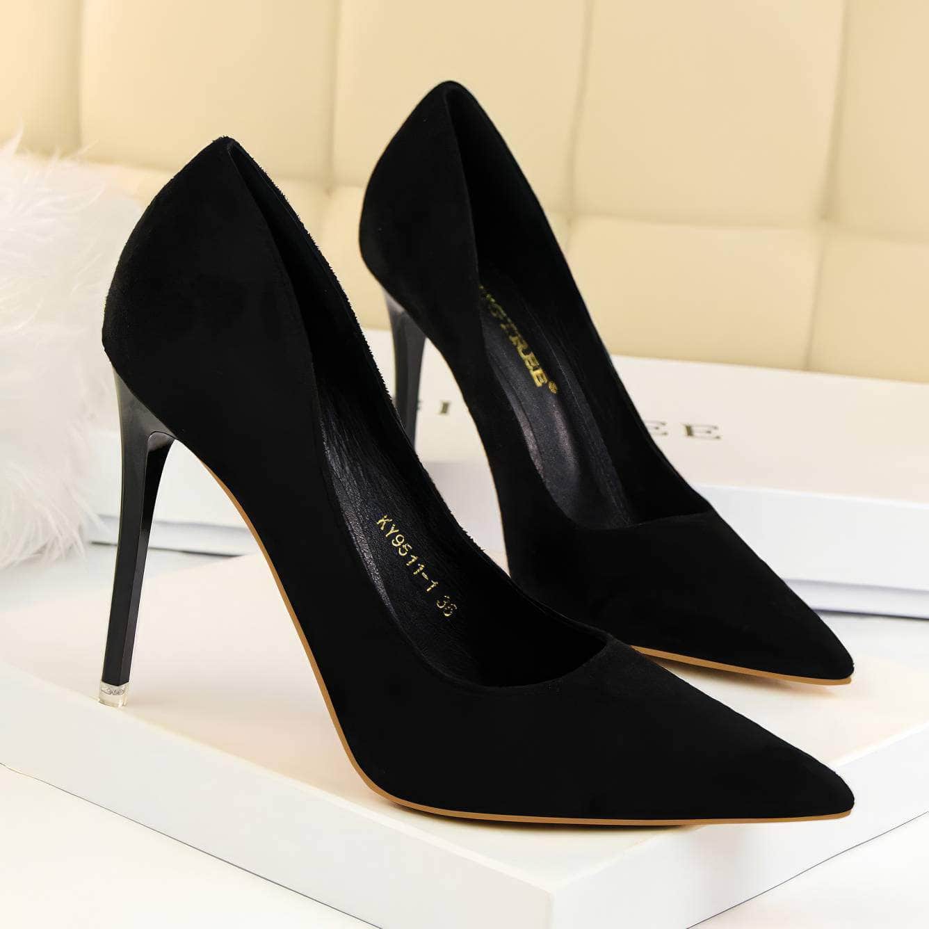 Suede Pointy Toe Pump Stiletto Heels