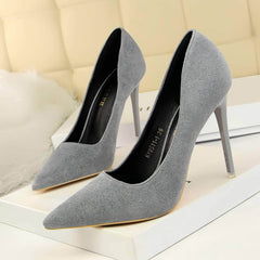 Suede Pointy Toe Pump Stiletto Heels